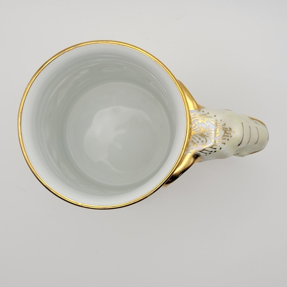 Vintage Benjarong Porcelain Tea Coffee Cup Elephant Handle Gold Gild Trim - Picture 8 of 11